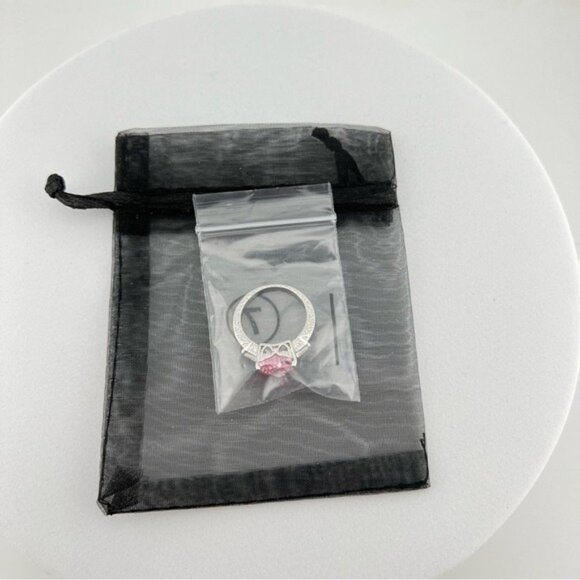 Pink Zircon Heart Sterling Silver Plated Ring size 9 - Picture 9 of 10